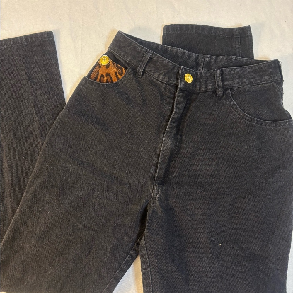 Unique High Waist True Vintage Leopard Gold Chic Pants Xr Jeans - Picture 7 of 13